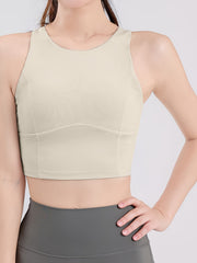 Solid Fitness Sports Bra with Criss Cross Straps