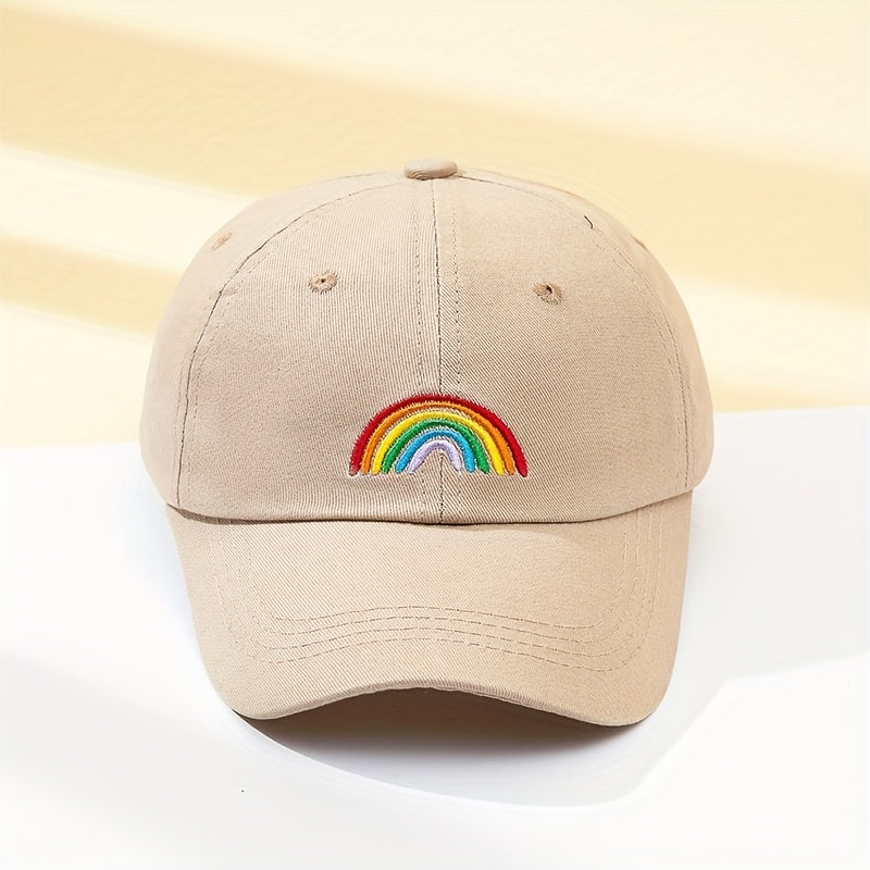 Rainbow Embroidery Baseball Cap Lightweight Solid Couple Sun Hat Unisex