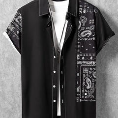 Men's Bandana Pattern Camp Collar Shirt