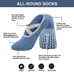 Women's Non Slip Yoga Socks with Cross Strap