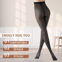 2 Pack Geometric Pattern High Waist Footed Pantyhose Women's Stockings
