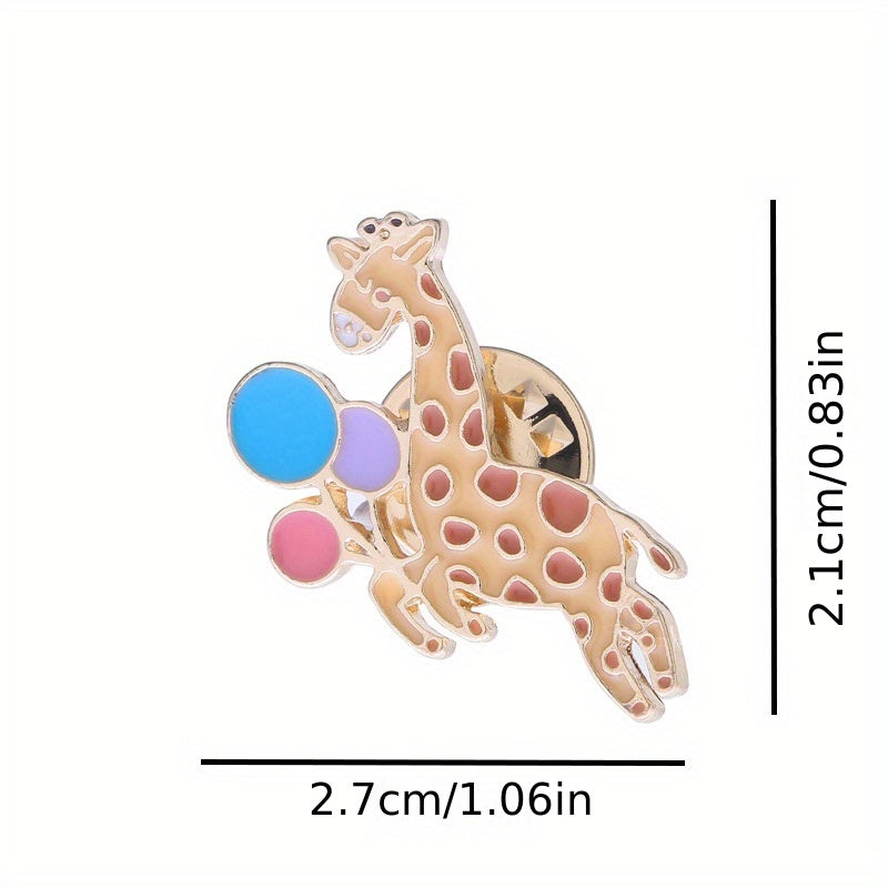 Animal Brooch Set for Girls Elephant Monkey Giraffe Balloon Pins