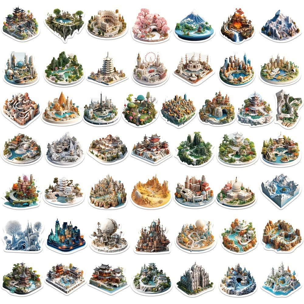 50pcs 3D Small World Graffiti Stickers Waterproof DIY Art Decoration
