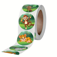 500pcs Zoo Animals Reward Stickers 2.54cm Roll School Teacher Cartoon Sticker