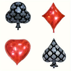 4pcs Foil Balloon Square Heart Club Spade Dice Theme Decoration