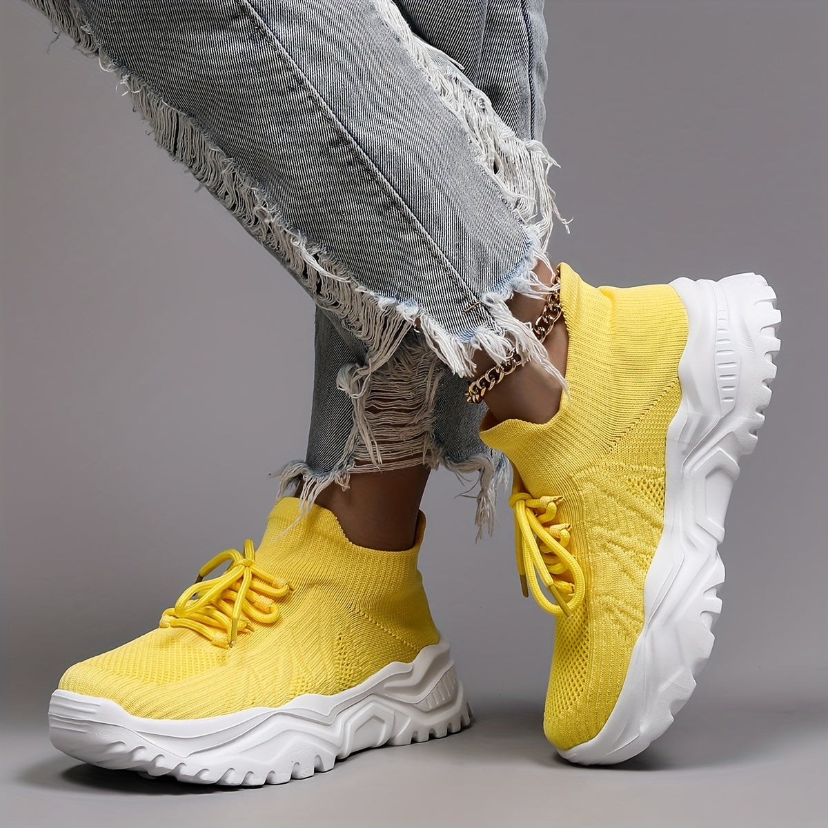 Soft Thick Bottom Mesh Breathable Woven Shoes Lightweight Sneakers