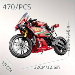 Sports Motorcycle Building Blocks Set Functional Suspension ABS Plastic