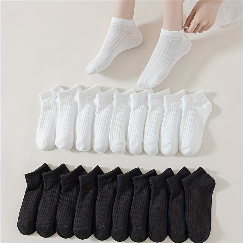 20 Pairs Solid Ribbed Socks Women's Stockings