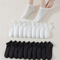 20 Pairs Solid Ribbed Socks Women's Stockings
