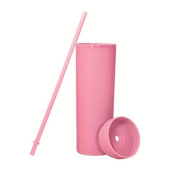 473ml Reusable Frosted Water Cup Double Layer Plastic Bottle With Straw