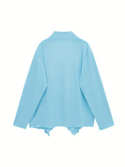 Solid Long Sleeve Open Front Stretch Cardigan