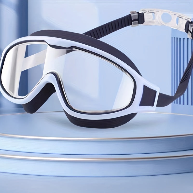 Adult Swimming Goggles Large Frame Clear Vision Waterproof Anti Fog