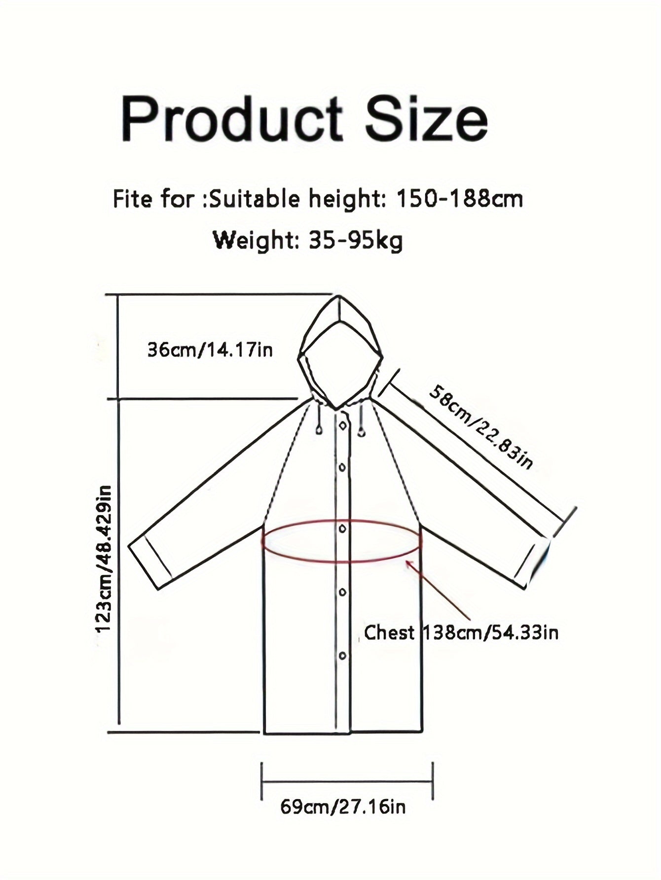 Waterproof Rain Poncho for Traveling, Button Down Hooded Coat