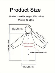 Waterproof Rain Poncho for Traveling, Button Down Hooded Coat