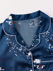 Floral Print Pajamas Set Short Sleeve Top & Shorts & Pants