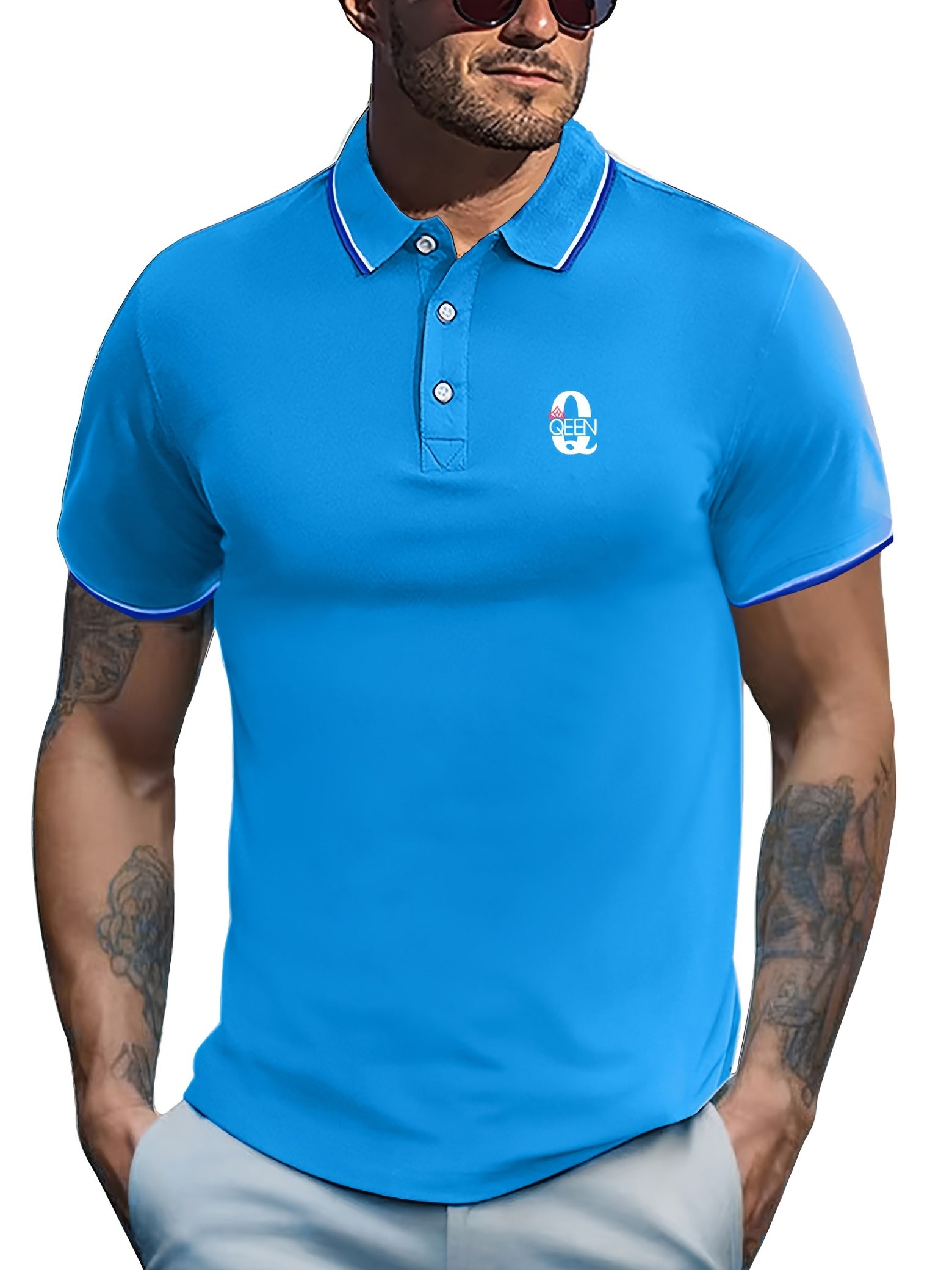 Men's Queen Print Golf Short Sleeve Shirt - Sports Top for Athletic Gym