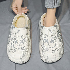 Men's Cartoon Bear Warm Slides Anime Slippers House Shoes