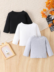 Baby 3pcs Letter Patched Detail Pullover Tops Sweatshirt