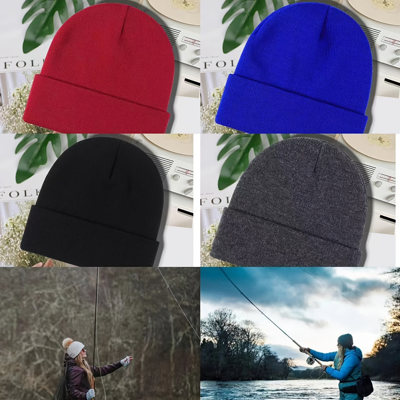 Thick Knitted Hat with Ear Protection for Fishing