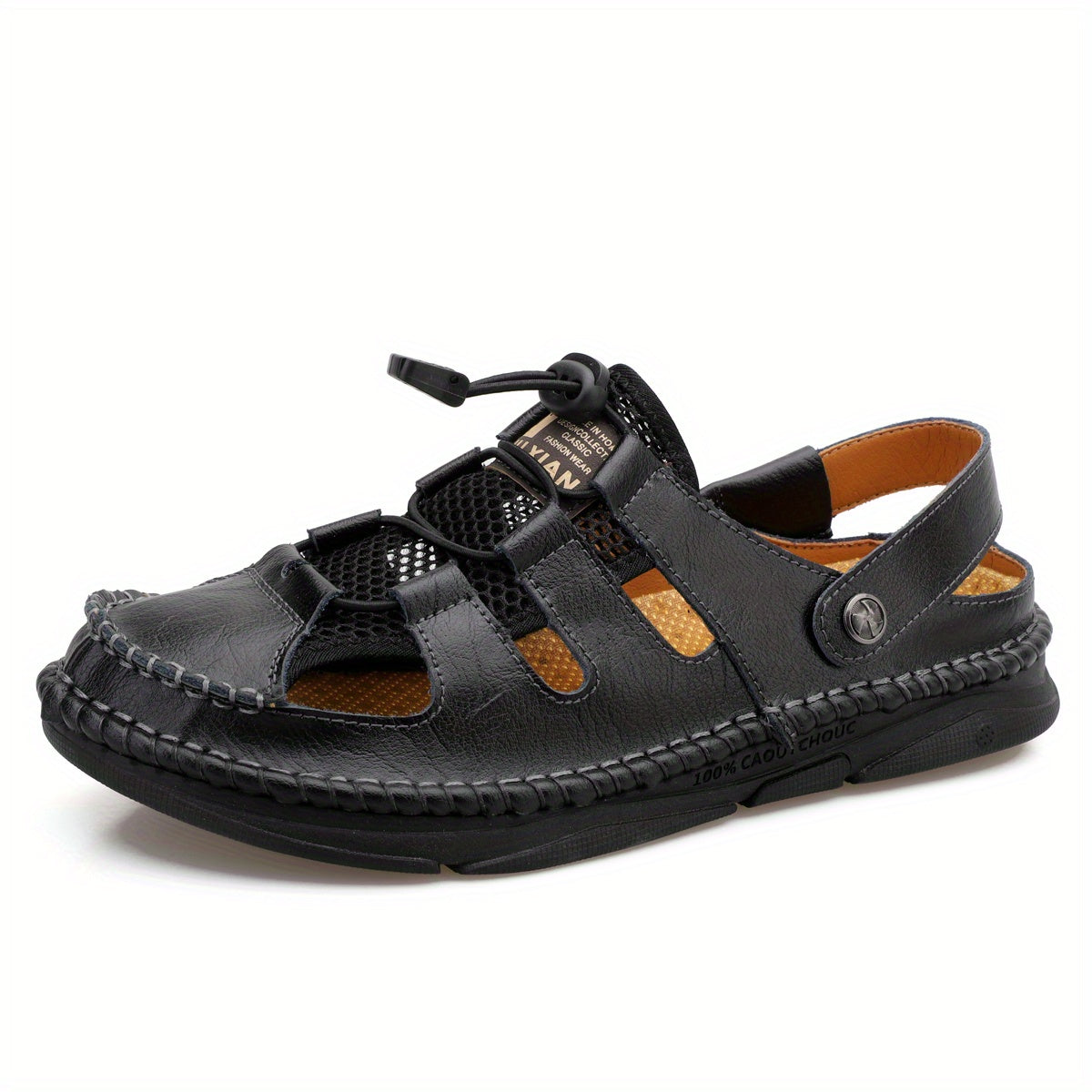 Men's Casual Stitch Closed Toe Slip On Sandals Anti-skid Rubber Sole