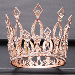Crystal Tiara Crown Colorful Round Queen Diadems Wedding Hair Accessory