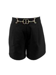 Buckle Front Solid Shorts for Summer Women's Clothing