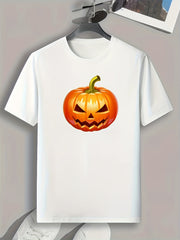 Halloween Pumpkin Print Men's Graphic T-shirt for Summer
