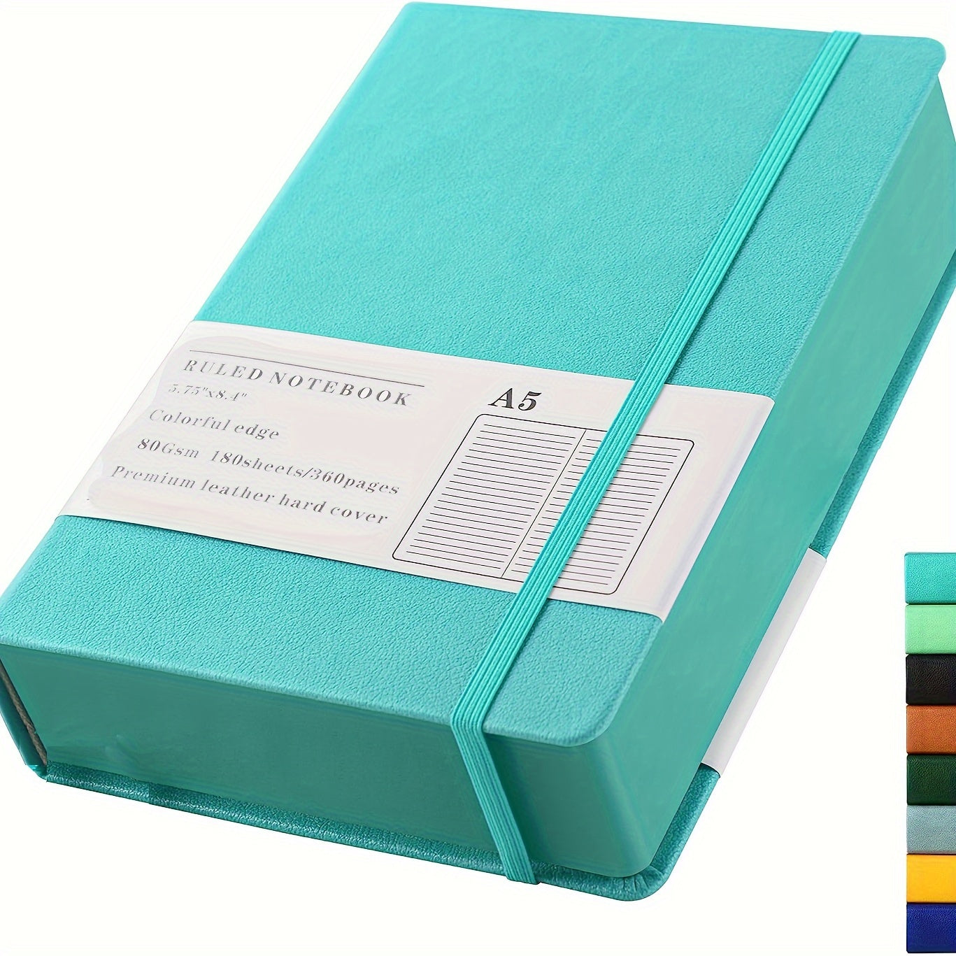 Thick Lined Diary Notebook Pen 365 Pages A5 College Rules Leather Hardcover
