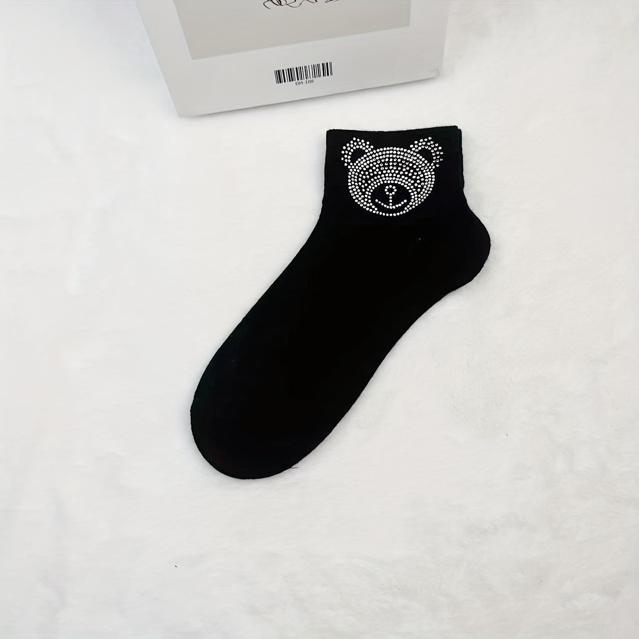 5 Pairs Bear Pattern Crew Short Socks Women's Stockings & Hosiery