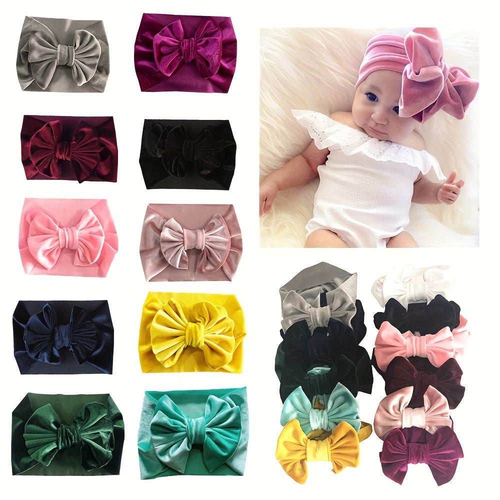 Velvet Bow Baby Headband for 0-3 Years