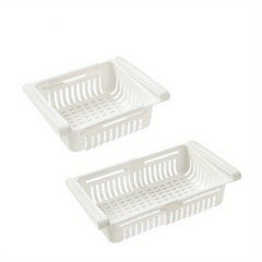 2pcs Fridge Drawer Organizer Retractable Drawer Refrigerator Storage Box