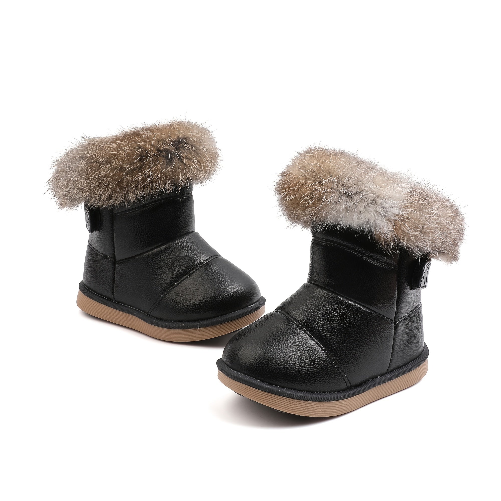Girls Ankle Snow Boots Non Slip Plus Fleece Hook And Loop Fastener