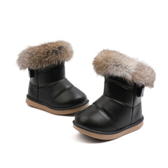 Girls Ankle Snow Boots Non Slip Plus Fleece Hook And Loop Fastener
