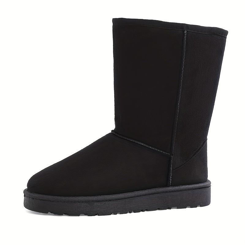 Women's Platform Snow Boots Round Toe Mid Calf Plush Winter Warm Shoes