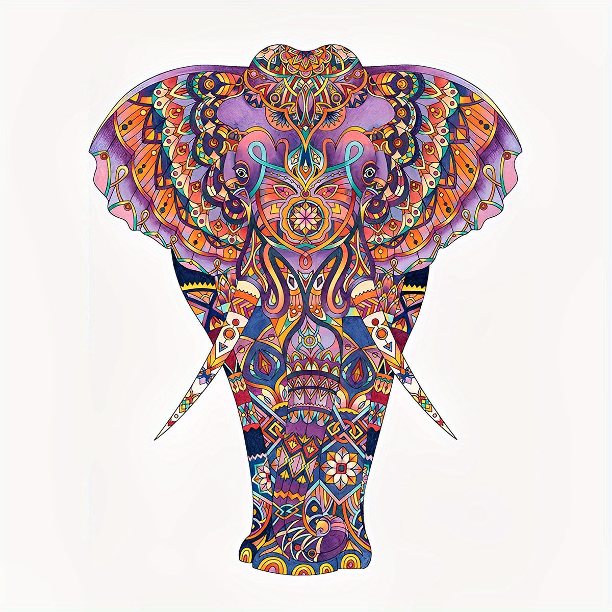 Elephant Wooden Jigsaw Puzzles For Adults Colorful Unique Shape Animal Puzzle