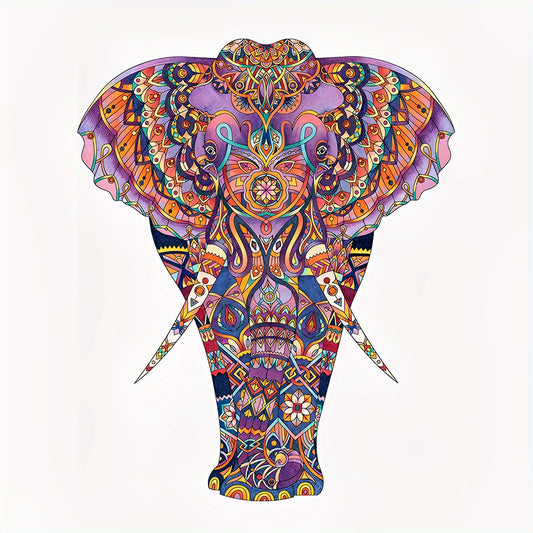 Elephant Wooden Jigsaw Puzzles For Adults Colorful Unique Shape Animal Puzzle
