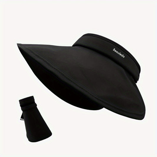 Wide Brim Foldable Visor Hat Solid UV Protection Sun Hat