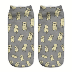 5 Pairs 3D Dog Print Low Cut Socks Women's Stockings