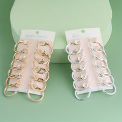 6 Pairs Golden Silver Glossy Tube Hoop Earrings Set for Daily Decoration