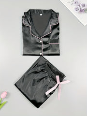 Colorblock Contrast Trim Pajama Set Long Sleeve & Pants