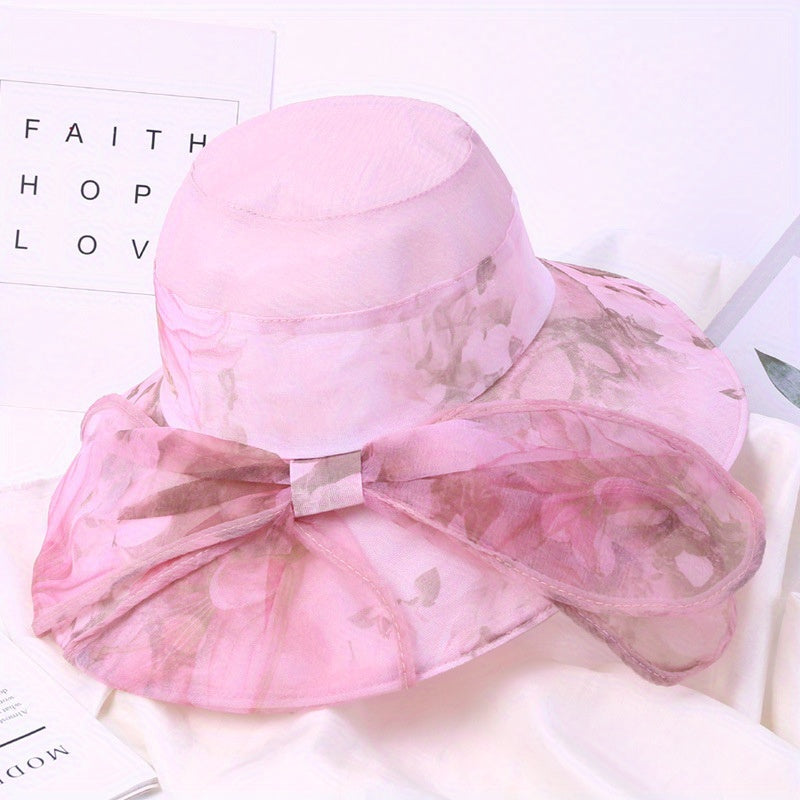 Flower Print Sun Hat Foldable UV Protection Bucket Hats