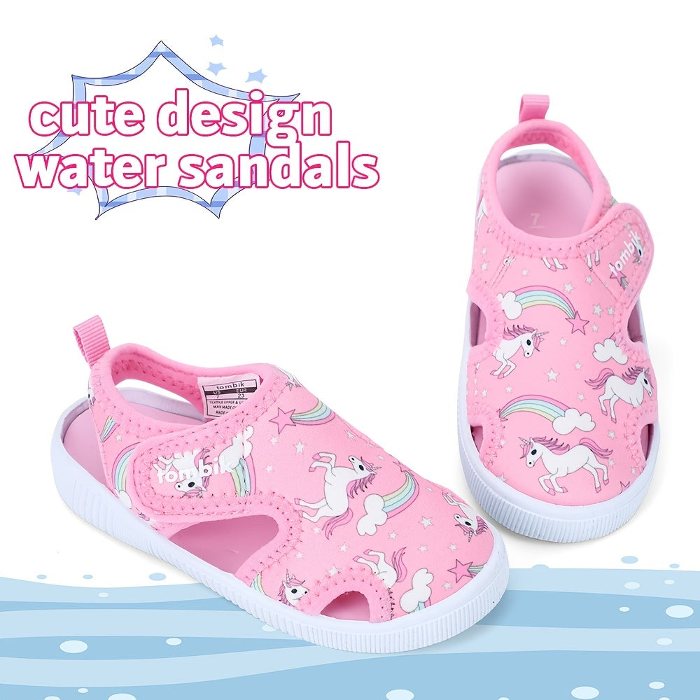 Girls Unicorn Print Sandals Non-slip Wading Shoes