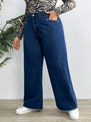 Women's Raw Trim High Rise Wide Leg Jeans