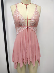 Lace Mesh Slip Dress Sexy Babydoll