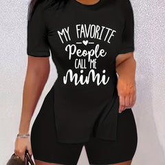 Letter Print Two piece Set T shirt & Shorts Casual Outfits