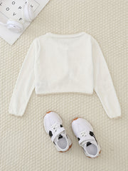 Toddler Girls Thin Block Trim Long Sleeve Button Knit Cardigan