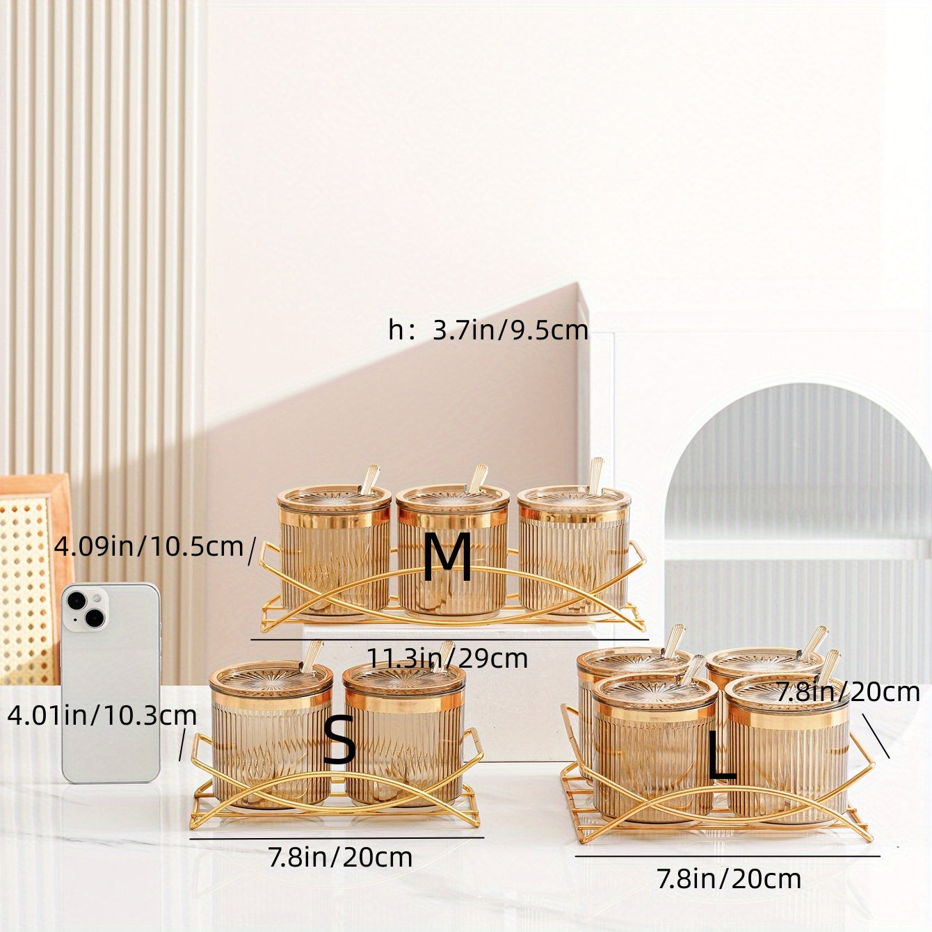 Seasoning Jar Set Metal Tray Spoon Salt Storage Party Wedding