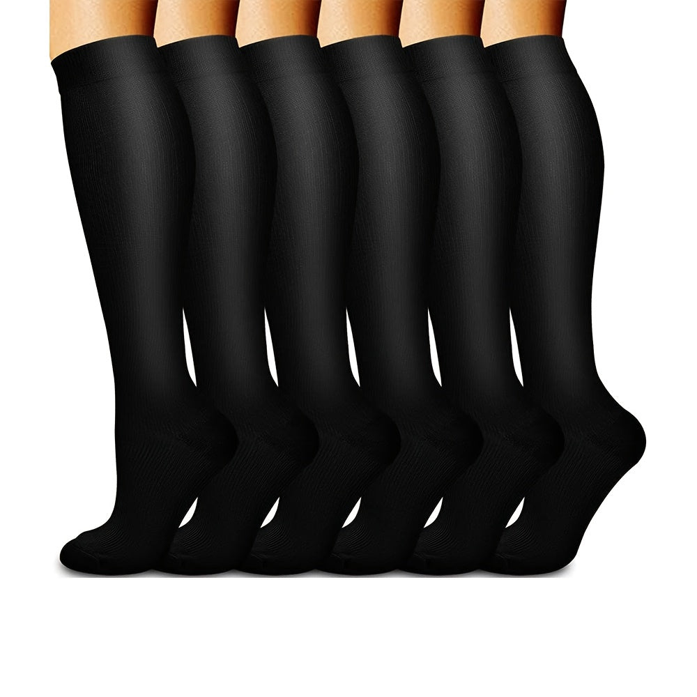 6 Pairs Copper Compression Socks Men Women 10-20 mmHg Circulation
