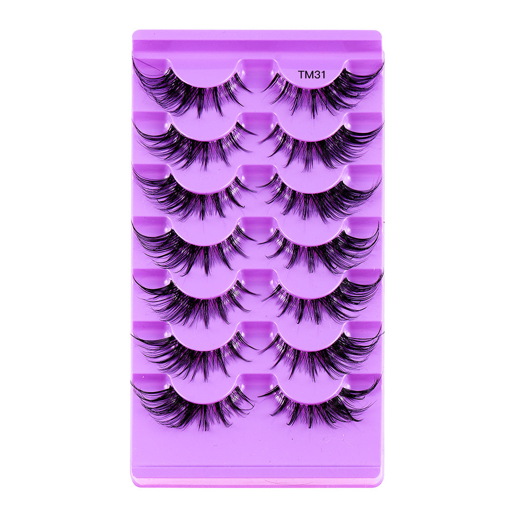 7 Pairs Thick Natural False Eyelashes Large Capacity Curling Simulated Lashes