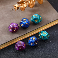 3pcs 12 sided Constellation Digital Dice Polyhedron Mixed Changing Game Props